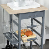 easycomfort easycomfort carrello da cucina in grigio scuro con 1 cassetto e 4 cestelli metallici