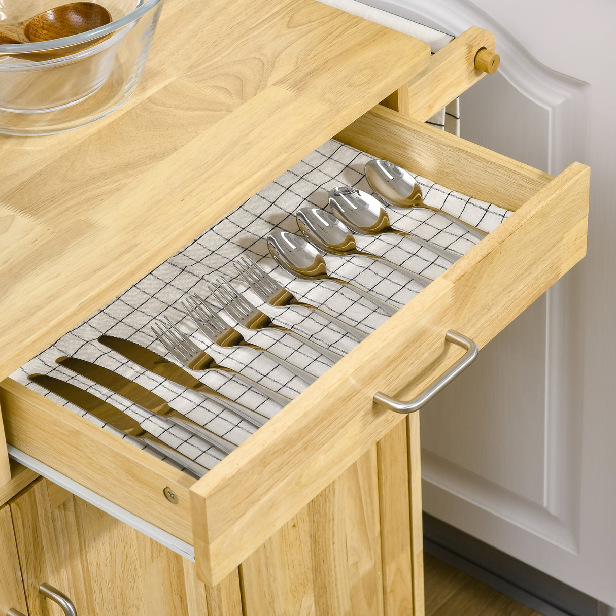 easycomfort easycomfort carrello da cucina in legno con cassetto armadietto e ruote 136x47x915cm