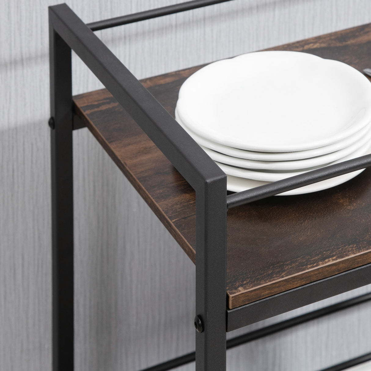 easycomfort easycomfort carrello da cucina portavivande con ruote girevoli in acciaio e legno 62x40x75cm