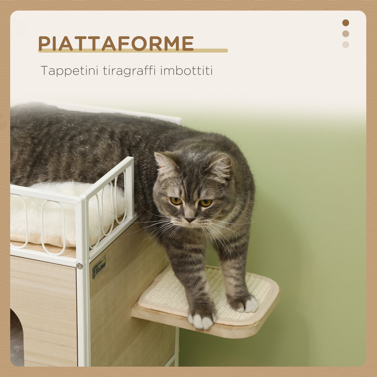 easycomfort easycomfort casetta per gatti a 3 piani con tiragraffi e superficie recintata 40x40x84 cm color legno e bianco