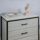 easycomfort easycomfort cassettiera con 3 cassetti in legno e acciaio per camera e soggiorno 80x48x78cm grigio chiaro