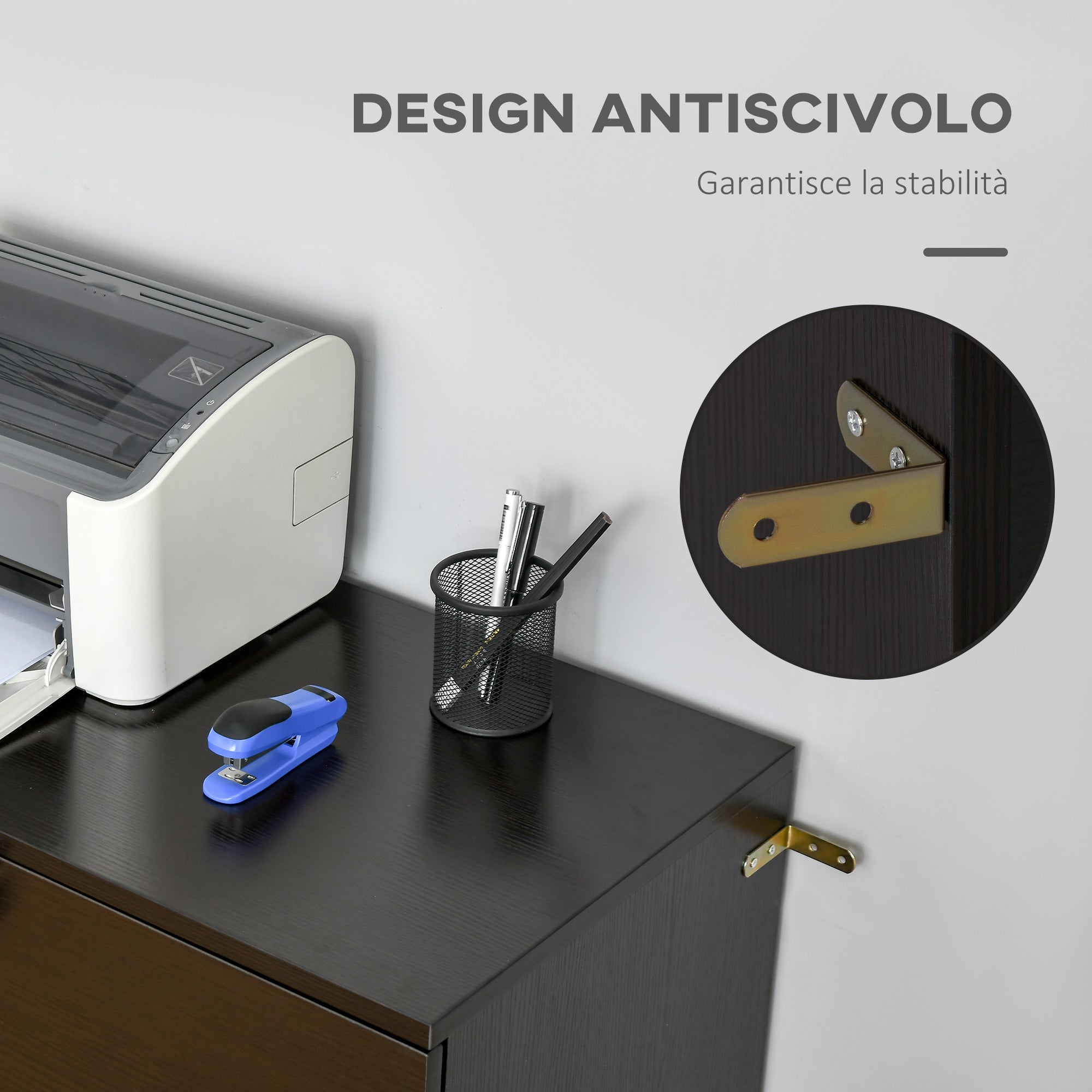 EASYCOMFORT Cassettiera Ufficio in Legno con 2 Cassetti, Serratura