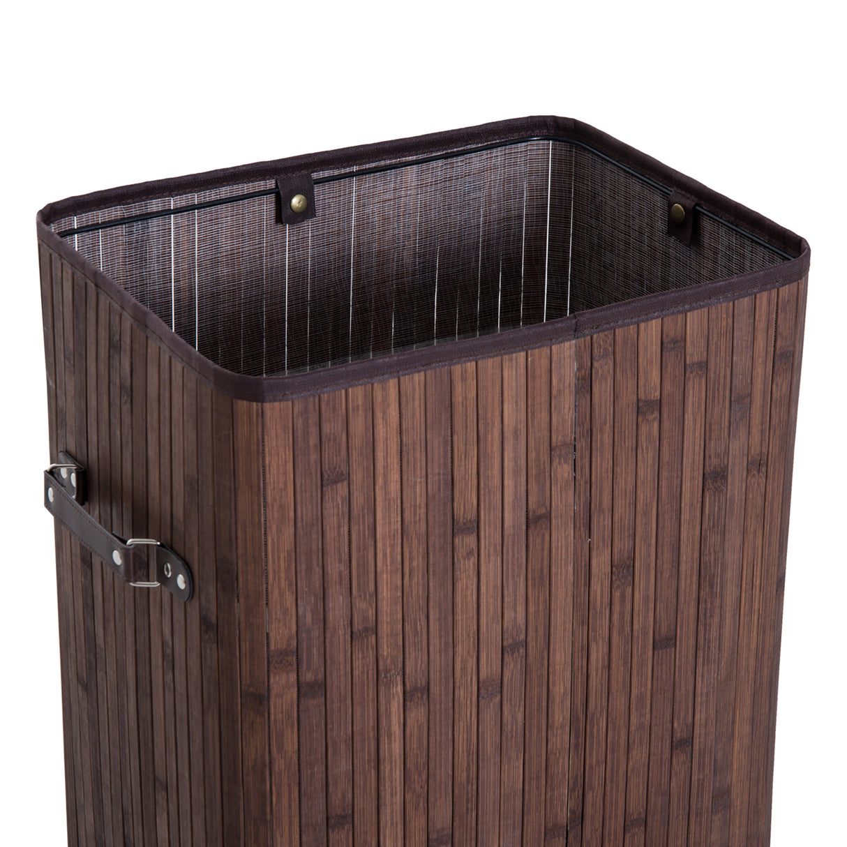 easycomfort easycomfort cesto portabiancheria in bambu con coperchio e sacco in tessuto rimovibile 40x30x60cm marrone