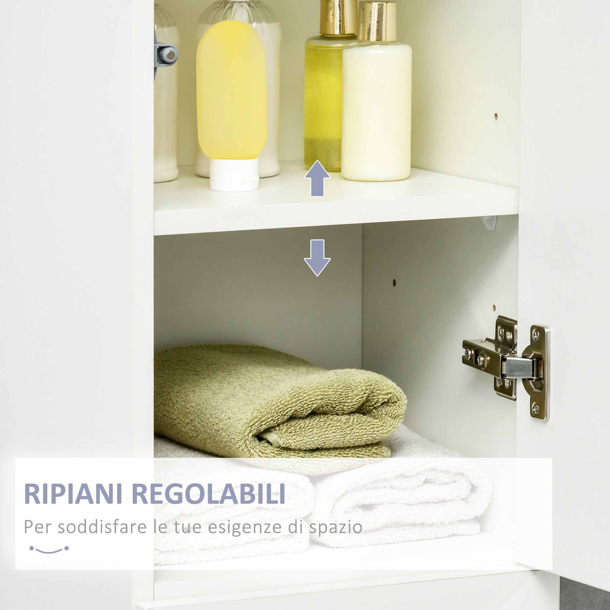 EASYCOMFORT Colonna Bagno con Cassetto e 2 Armadietti Bianco Lucido,  30x28x170cm