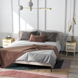 easycomfort easycomfort comodino con cassetti set 2 pezzi in truciolato e mdf in stile boho 40x40x55 cm rovere e bianco