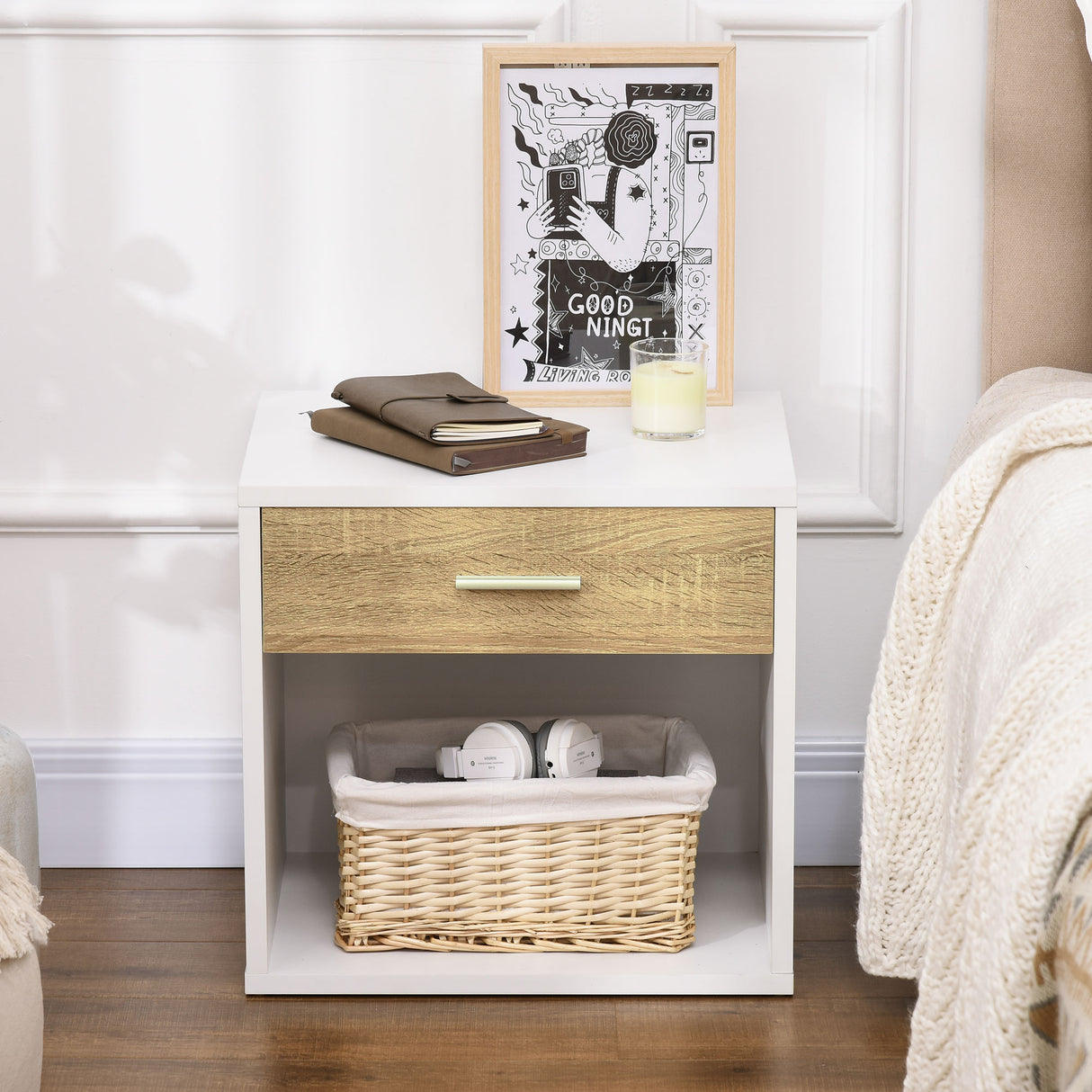 easycomfort easycomfort comodino moderno con cassetto e ripiano aperto set 2 pezzi in truciolato per camera da letto e soggiorno 47 5x40x45 cm