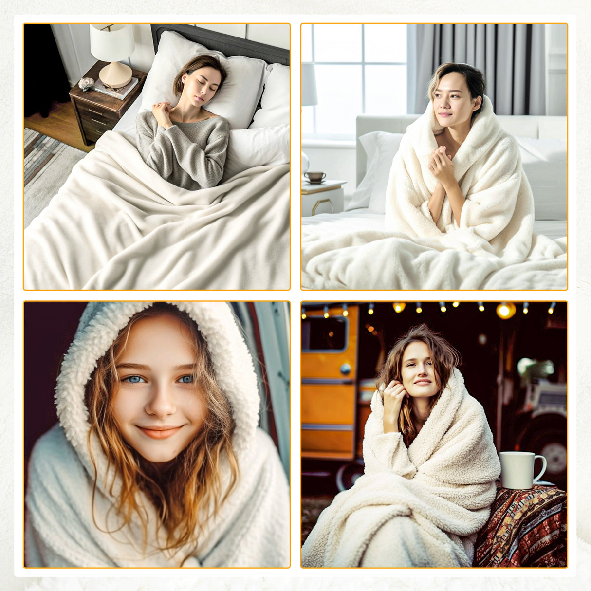 easycomfort easycomfort coperta double face in flanella 220 gsm e sherpa 260 gsm per interno ed esterno 203x152x0 5 cm crema