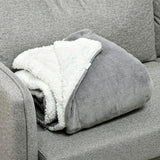 easycomfort easycomfort coperta double face in flanella 220 gsm e sherpa 260 gsm per interno ed esterno 203x152x0 5 cm grigio