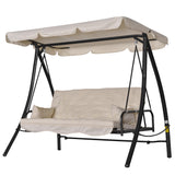 easycomfort easycomfort dondolo da giardino 3 posti con tetto reclinabile convertibile in letto 209x114x170cm beige
