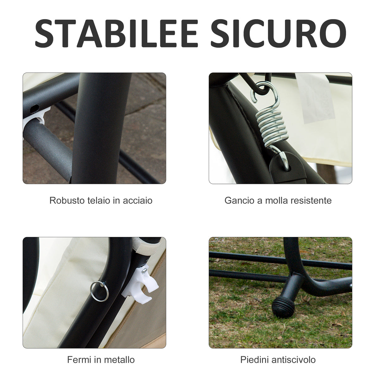 easycomfort easycomfort dondolo da giardino 3 posti convertibile in letto a dondolo con tetto regolabile 2 portabicchieri crema 200120164cm