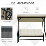 easycomfort easycomfort dondolo letto da giardino 3 posti con tettuccio regolabile metallo e poliestere beige