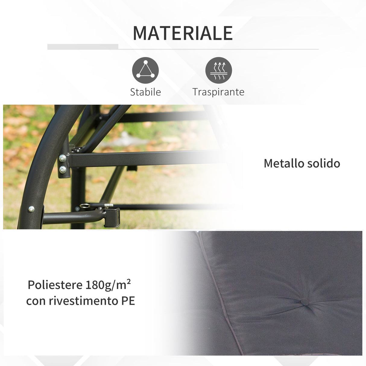 easycomfort easycomfort dondolo letto da giardino 3 posti con tettuccio regolabile metallo e poliestere grigio