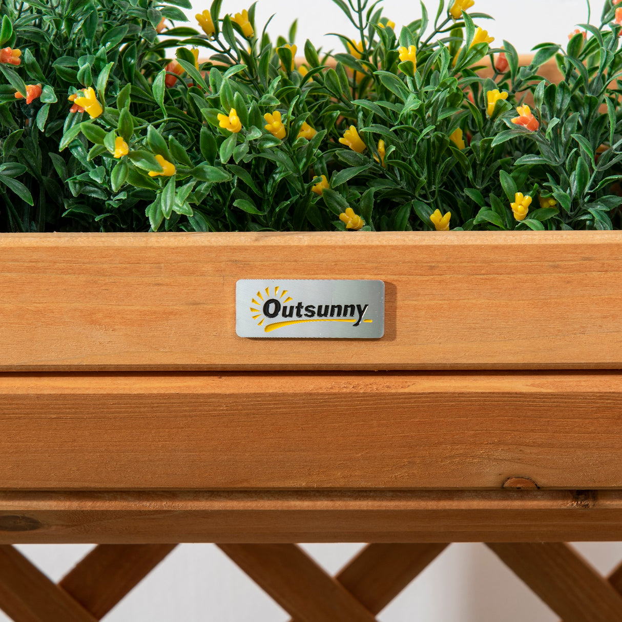 easycomfort easycomfort fioriera da esterno a mezza botte in legno di abete marrone con grigliato per rampicanti 45x35x112 cm