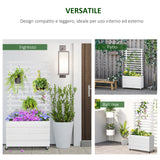 easycomfort easycomfort fioriera rialzata verticale da esterni con 4 ruote e traliccio per viti in legno 76x30x155cm bianca
