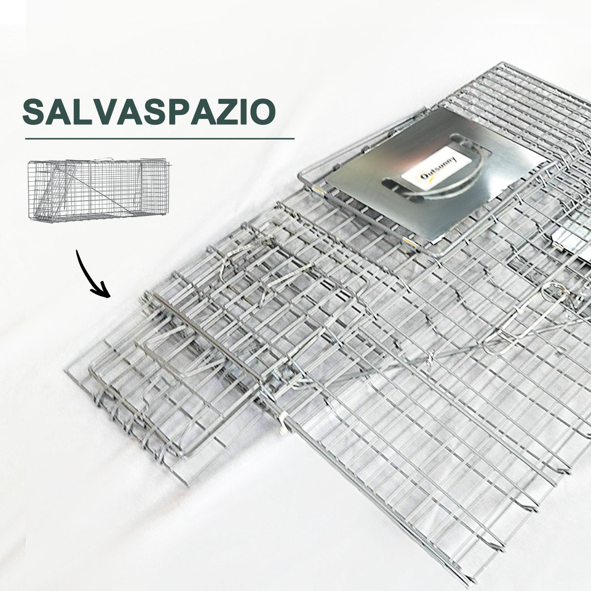 easycomfort easycomfort gabbia trappola per animali vivi pieghevole in acciaio 81x26x34 5cm argento