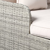 easycomfort easycomfort lettino prendisole sdraio da giardino 2 posti in rattan pe struttura in acciaio con braccioli e cuscini imbottiti 158x134x70cm grigio