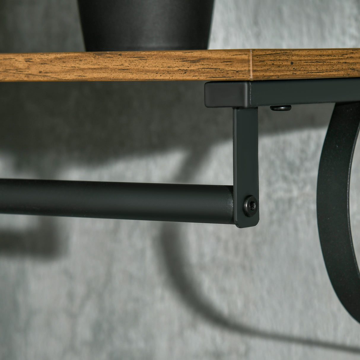 easycomfort easycomfort mensola portaoggetti salvaspazio a parete con 7 ganci e asta in acciaio e truciolato 66x30x27 cm