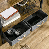 easycomfort easycomfort mobile libreria con 4 scaffali e 2 cassetti in truciolato acciaio e tessuto effetto lino 64x27 5x121 cm