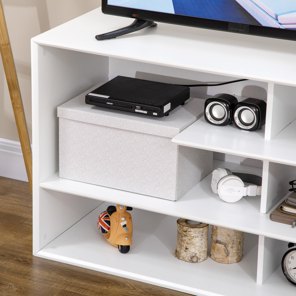 easycomfort easycomfort mobile porta tv da 32 55 con ripiani aperti in mdf 120x40x60cm bianco