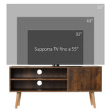 easycomfort easycomfort mobile porta tv fino a 55 con vano aperto e armadietto in legno 110x40x50cm marrone