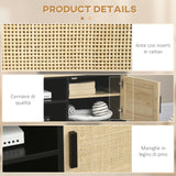 easycomfort easycomfort mobile porta tv fino a 60 con 2 armadietti e ripiani aperti stile boho 120x40x42 cm