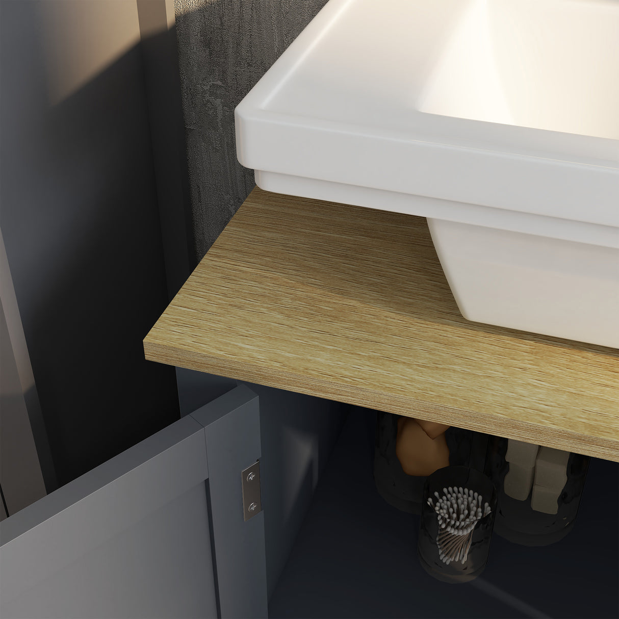 easycomfort easycomfort mobile sottolavabo in truciolato e mdf a 2 ante con ripiano interno regolabile 60x30x60 cm grigio