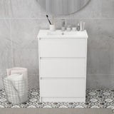 easycomfort easycomfort mobiletto bagno a 2 cassetti in truciolato con lavabo in ceramica sintetica 61x37x88 cm bianco