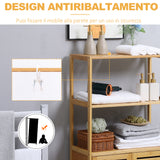 easycomfort easycomfort mobiletto bagno con 2 ripiani aperti e armadietto a 2 ante in bambu 60x30x120cm
