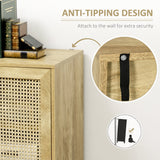 easycomfort easycomfort mobiletto basso in rattan per ingresso e soggiorno con 2 armadietti e ripiano aperto a 2 livelli 120x38x76 2 cm