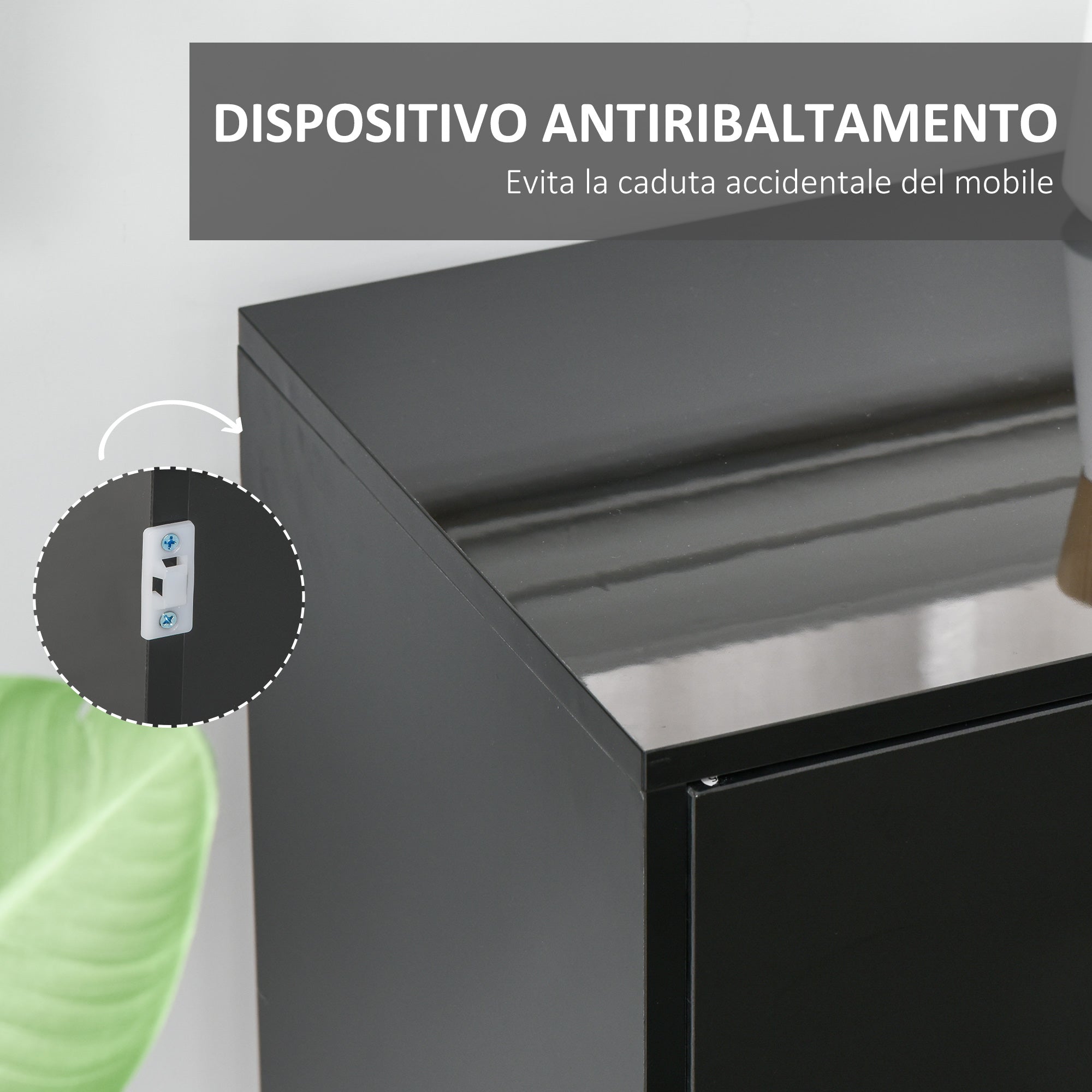 EASYCOMFORT Mobiletto Armadietto Multiuso per Soggiorno, Cucina, Ufficio, 2  Cassetti e 2 Armadietti con Apertura a Pressione, Grigio