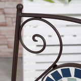 easycomfort easycomfort mobili da giardino set 3 pezzi con 2 sedie pieghevoli e 1 tavolino rotondo in metallo e ceramica