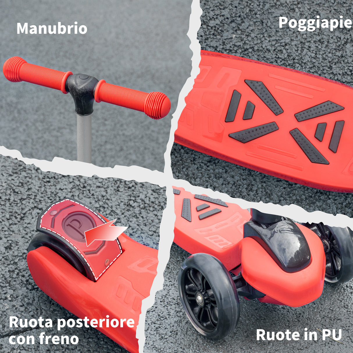 easycomfort easycomfort monopattino 3 ruote per bambini 3 8 anni con ruote luminose e 4 altezze regolabili 54 7x32 5x59 69 cm rosso