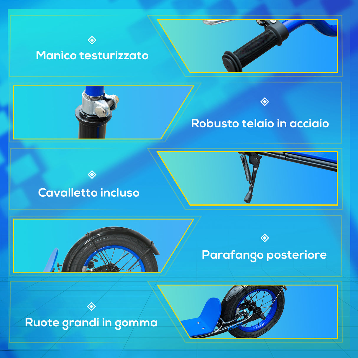 easycomfort easycomfort monopattino per bambini 5 anni altezza regolabile e doppio freno 118x55 5x85 100 5cm blu