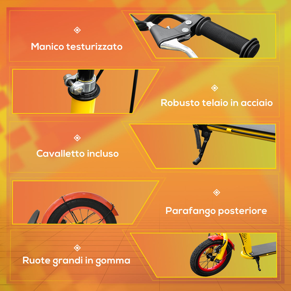 easycomfort easycomfort monopattino per bambini 5 anni altezza regolabile e doppio freno 118x55 5x85 100 5cm giallo