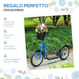 easycomfort easycomfort monopattino per bambini con ruote grandi 2 freni e manubrio regolabile cestino e porta borraccia blu