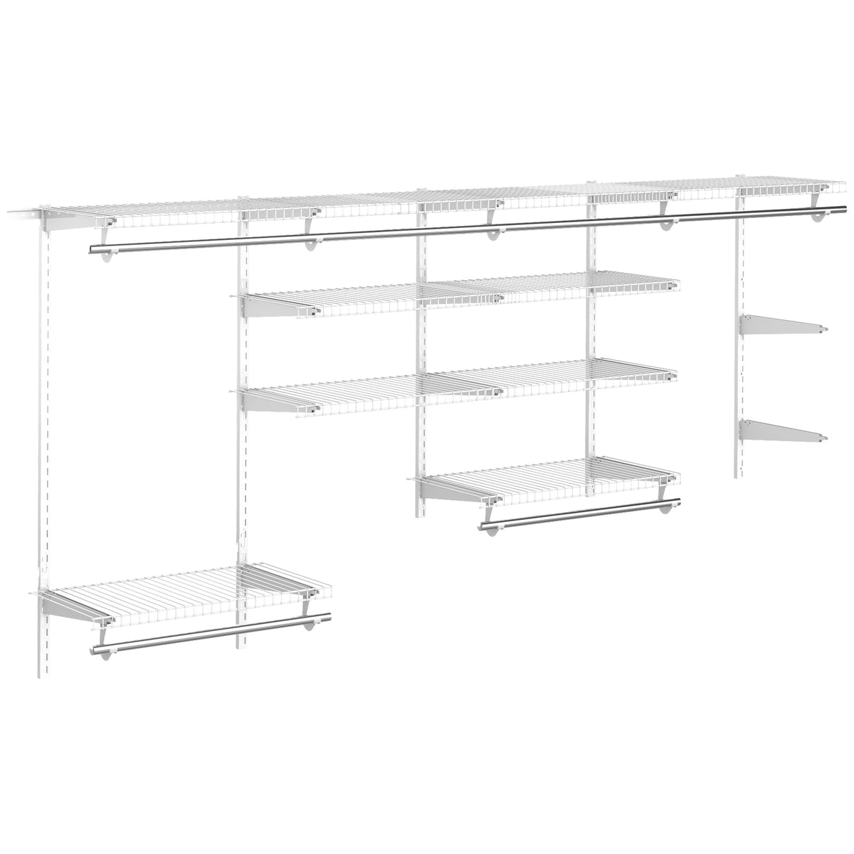 easycomfort easycomfort organizer in acciaio montato a muro con 9 ripiani regolabili e 5 aste per appendere 249 4x38 8x162 cm bianco