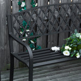 easycomfort easycomfort panchina da esterno 2 posti con braccioli in acciaio e ghisa 128x58 5x89cm nero