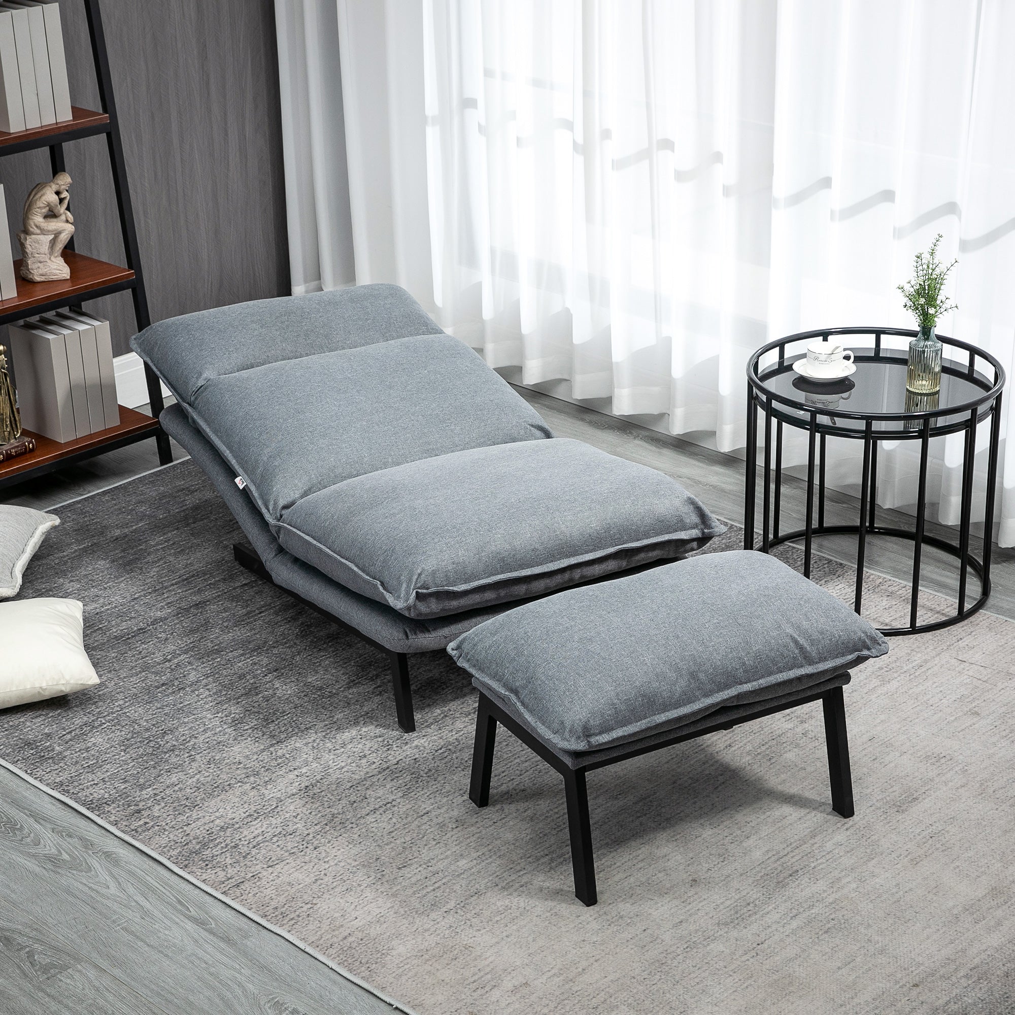 EASYCOMFORT Poltrona Relax Reclinabile con Pouf Poggiapiedi in Velluto a  Costine, Grigio