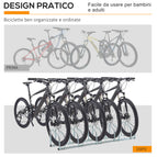 EASYCOMFORT Rastrelliera Portabiciclette Parcheggio per 5 Biciclette in  Acciaio, 145×33×27 cm, Argento
