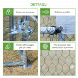 easycomfort easycomfort recinto per galline e conigli in metallo con copertura in tessuto impermeabile anti uv 303 5x600x195cm argento
