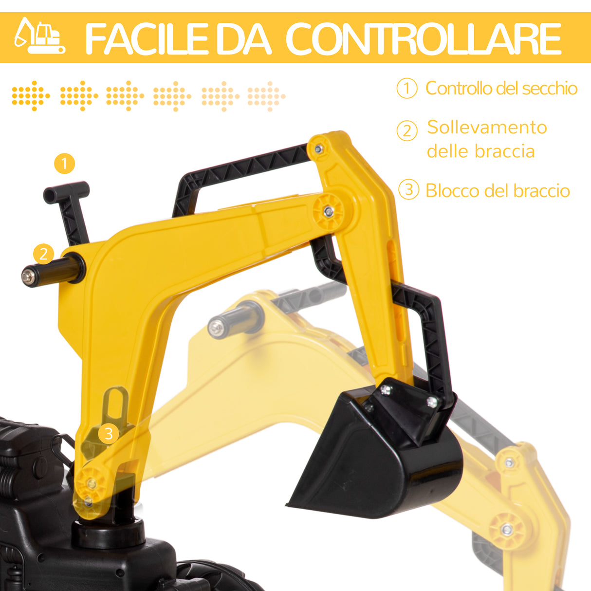 easycomfort easycomfort ruspa giocattolo a pedali con rimorchio staccabile e 6 ruote in acciaio e plastica 163x42x71 cm giallo