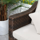 easycomfort easycomfort salotto da esterni in rattan set 6 pz con divanetto da giardino poltrone e tavolino marrone