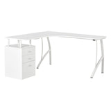easycomfort easycomfort scrivania angolare con cassettiera scrivania ufficio porta pc in legno e metallo bianco 143 5x143 5x76cm