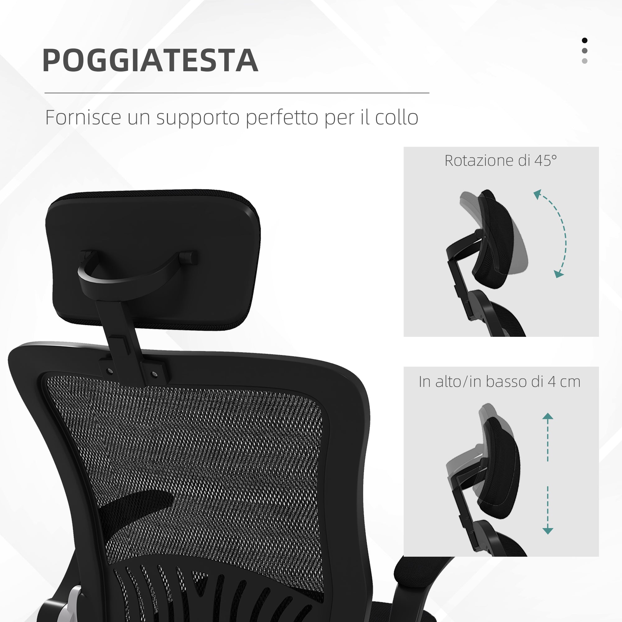 YES  Sedia ufficio con poggiatesta Sedia ufficio in tessuto a 5 razze con  poggiatesta By Bralco