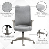easycomfort easycomfort sedia da ufficio elegante con seduta effetto lino altezza regolabile e ruote 61x64 5x104 112 cm grigia