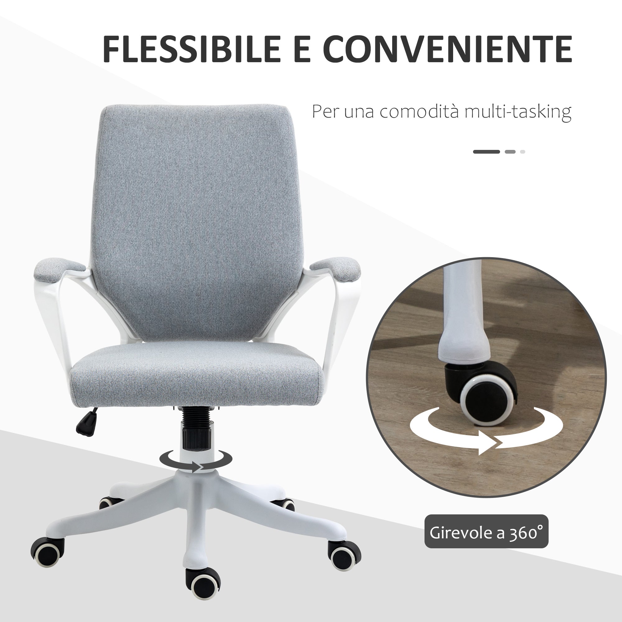 EASYCOMFORT Sedia da Ufficio Ergonomica con Altezza Regolabile e Funzione  Dondolo - Grigio