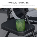 easycomfort easycomfort sedia sdraio da giardino zero gravity pieghevole e reclinabile con tettuccio poggiatesta e porta bicchieri grigio chiaro