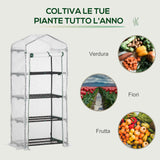 easycomfort easycomfort serra per piante verticale con scaffale a 4 ripiani in acciaio e pe bianco 70x50x160cm