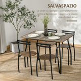easycomfort easycomfort set 5 pezzi tavolo e sedie da pranzo 1 tavolo rettangolare e 4 sedie in acciaio e mdf per spazi limitati