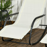 easycomfort easycomfort set da 2 sdraio a dondolo con poggiatesta e braccioli 67x144x87 cm grigio e beige